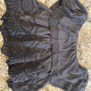 American Eagle dark gray cropped peasant top